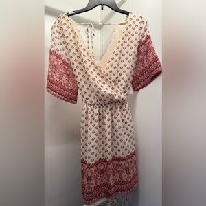 Elegant Red and Cream Women's Dress
